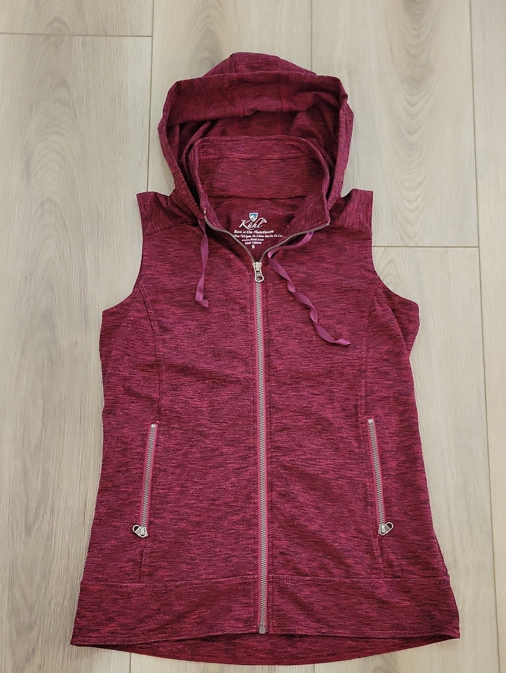 Kuhl Sleeveless Hooded Zip Vest in Burgundy Heather